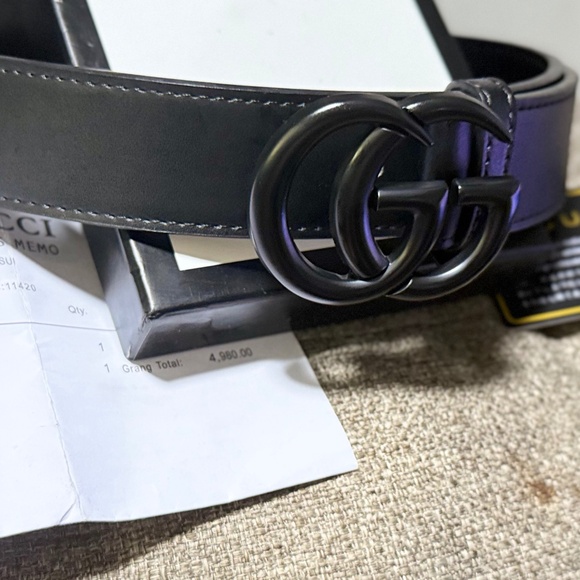 Gucci Marmot Wide Black Leather Belt in exquisite condition, zero wear. - Picture 1 of 8